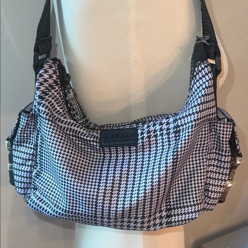 LILAC Purple Ralph Lauren Houndstooth Shoulder Bag